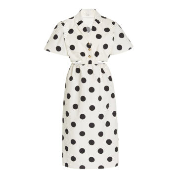 Cutout Polka-Dot Cotton Midi Dress