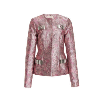 Metallic Floral Silk-Blend Jacquard Jacket