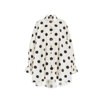 Swing Back Polka-Dot Mini Shirt Dress