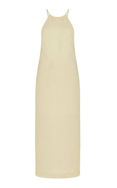 Mallie Open-Back Linen Midi Dress展示图