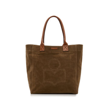 Yenky Logo-Embroidered Suede Tote Bag