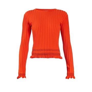 Malou ruffled-cuff ribbed-knit sweater