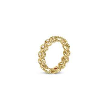 ROMAN BAROCCO 钻石红宝石点缀18K黄金网状镂空设计戒指