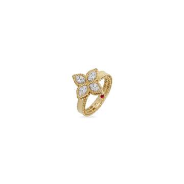 PRINCESS FLOWER 钻石点缀花卉造型 18K 黄金戒指