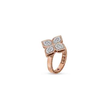 PRINCESS FLOWER 钻石红宝石点缀18K玫瑰金戒指