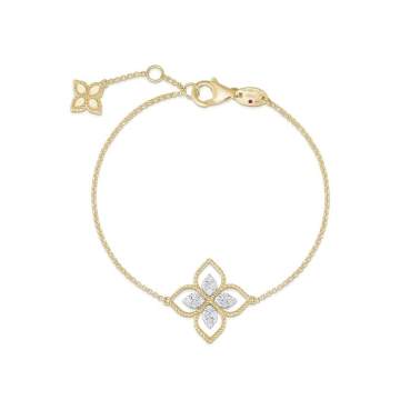 PRINCESS FLOWER 钻石红宝石点缀镂空花卉造型 18K 黄金手链