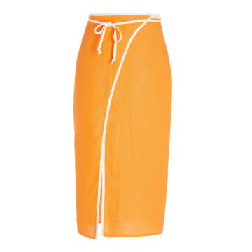 Linen Midi Wrap Skirt
