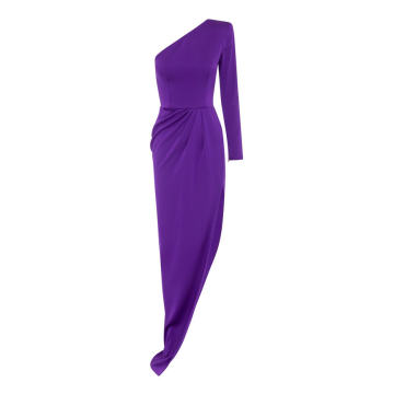 Delane Satin-Crepe One-Shoulder Gown
