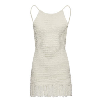 Fringe-Trimmed Crochet Mini Dress