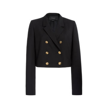 Double-Breasted Cropped Wool Jacket