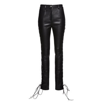 Lace-Up Slim Leather Pants