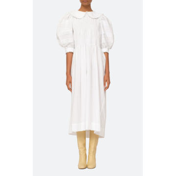 Aria Puff-Sleeve Cotton Midi Dress