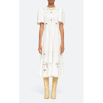 Kiara Embroidered Cotton Midi Dress