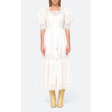 Georgina Eyelet Puff-Sleeve Cotton Maxi Dress