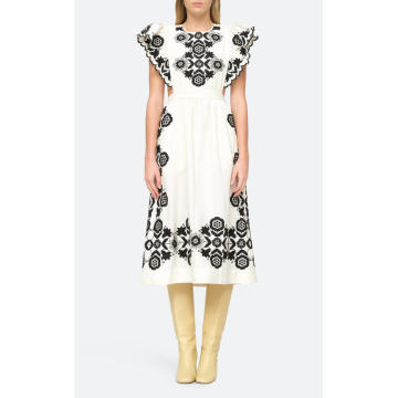 Manuela Embroidered Apron Cotton Midi Dress