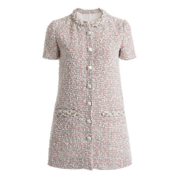 Stud-Detailed Cotton-Blend Mini Dress