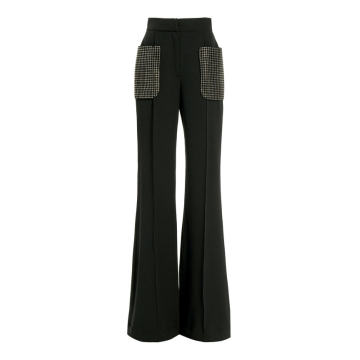 Embroidered Crepe Flared Pants