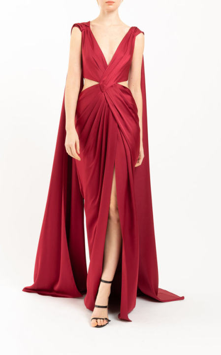 Cut-Out Draped Satin Gown展示图