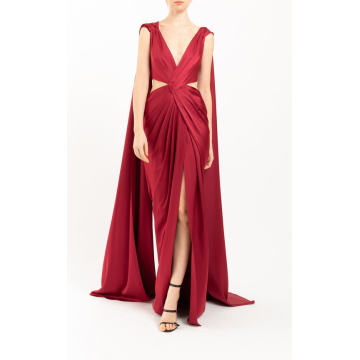 Cut-Out Draped Satin Gown