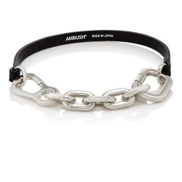 thedrop@barneys: Leather & Silver Chain Choker