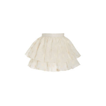 Embroidered Ruffled Mini Skirt