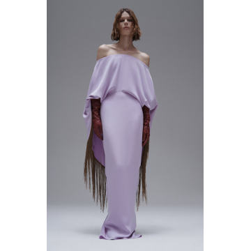 Diane Off-The-Shoulder Silk Column Dress