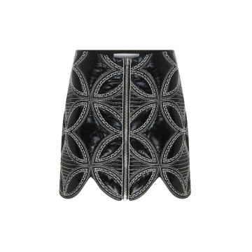 Quilted Embroidered Mini Skirt