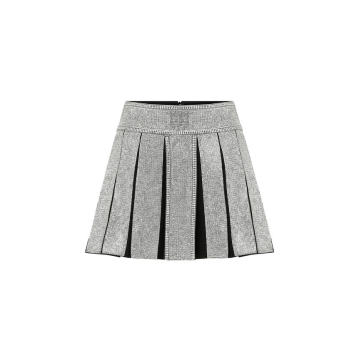 Crystal-Embellished Pleated Mini Skirt