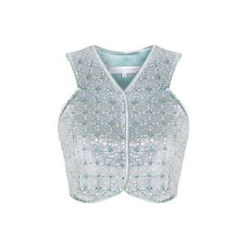 Crystal-Embellished Velvet Vest