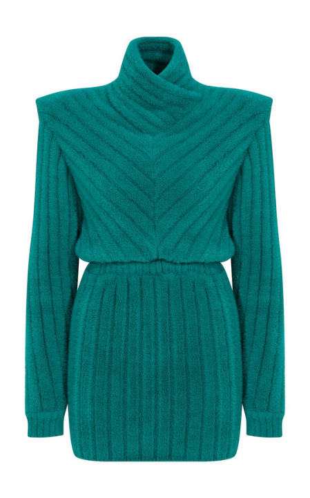 Ribbed Knit Turtleneck Sweater Dress展示图