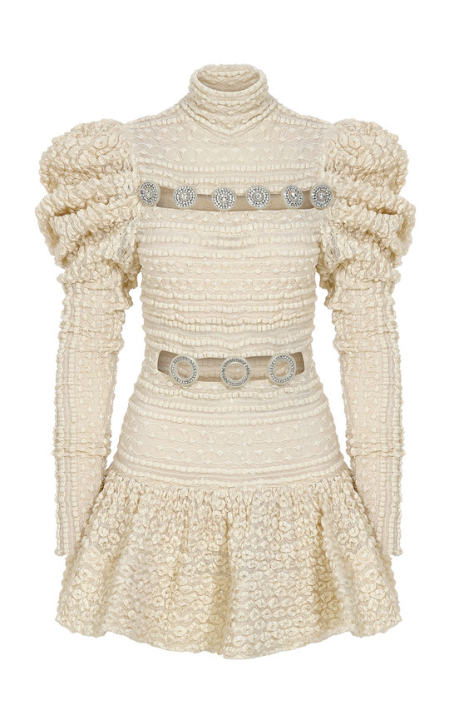 Crystal-Embellished Turtleneck Mini Dress展示图