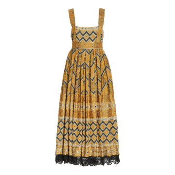 Veeda Embroidered Linen Midi Dress