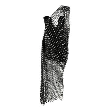 Crystal-Embroidered Asymmetric Midi Dress
