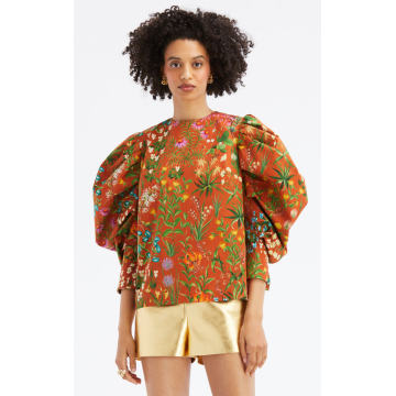 Floral Tapestry Cotton-Blend Top