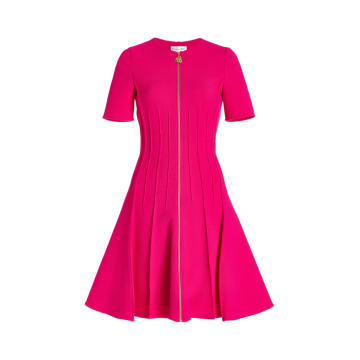 Pintuck Wool-Blend Mini Dress