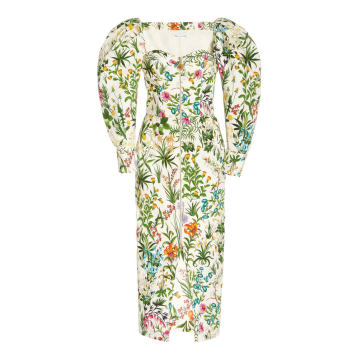 Floral Tapestry Cotton-Blend Midi Dress