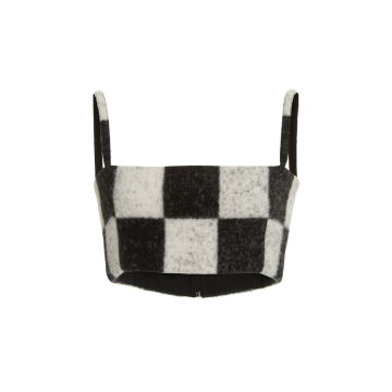 Checkered Wool-Blend Cropped Top
