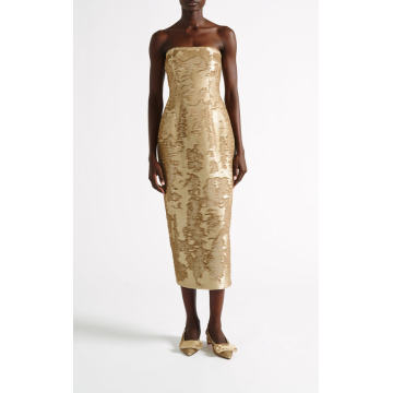 Leila Strapless Sequin Midi Dress