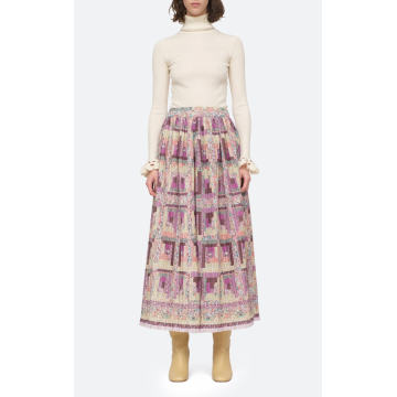 Naya Pleated Cotton Midi Skirt