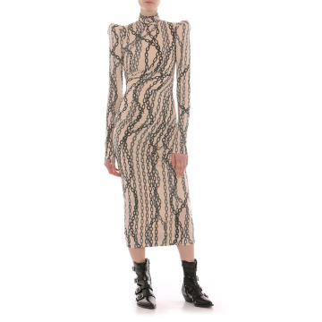 Chain-Printed Midi Dress