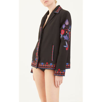 Embroidered Stretch-Wool Jacket