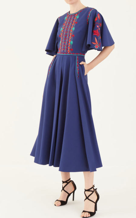 Embroidered Wool-Blend Midi Dress展示图