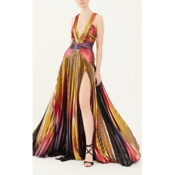 Pleated Silk-Blend Gown