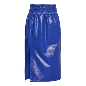 Lacquered Leather Midi Skirt