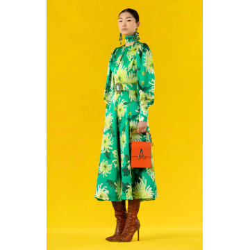 Floral Belted Silk Midi Dress