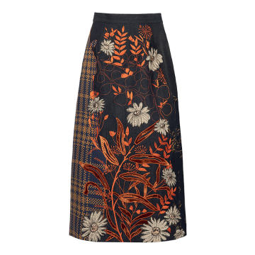 Nakka Embroidered Cotton Midi Skirt