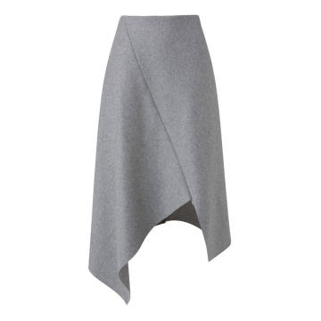 Wool-Blend Asymmetric Midi Skirt