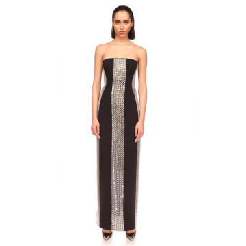 Plexi-Embellished Strapless Midi Dress