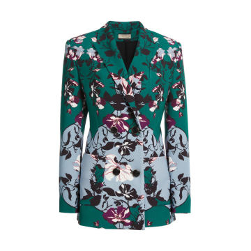 Printed Cady Double-Breasted Blazer