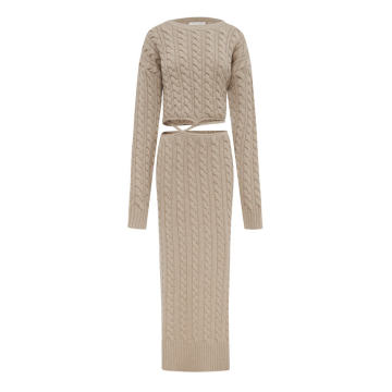 Cable Knit Wool-Cashmere Maxi Dress
